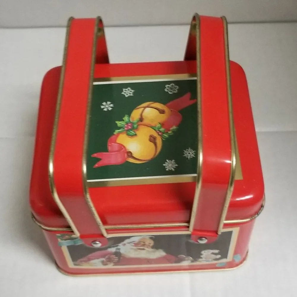 Vintage Coca Cola Santa tin with handles